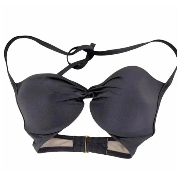 Shade & Shore Bikini Top Charcoal Gray Pleated Padded Swimwear Bra Size 34D - Picture 3 of 7